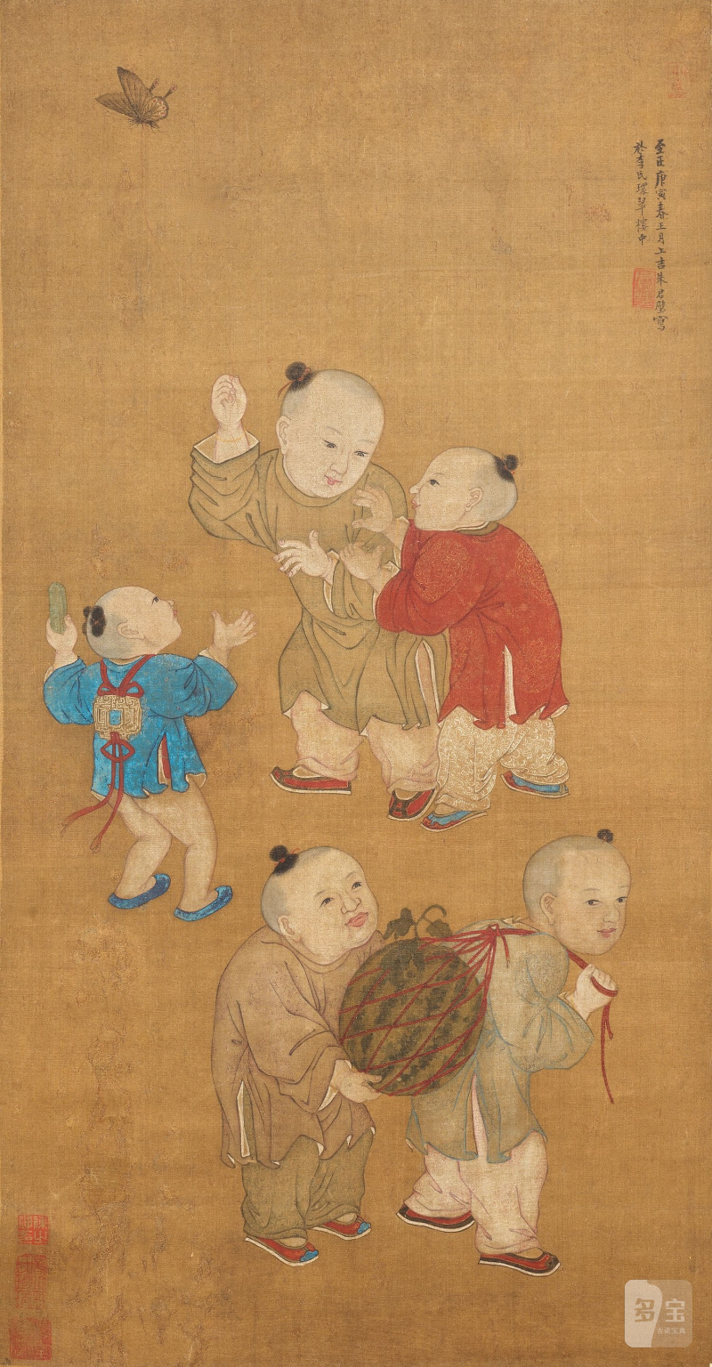 朱君璧（傳） 十九世紀 戲嬰圖 設色絹本 立軸 | ATTRIBUTED TO ZHU JUNBI (19TH CENTURY)